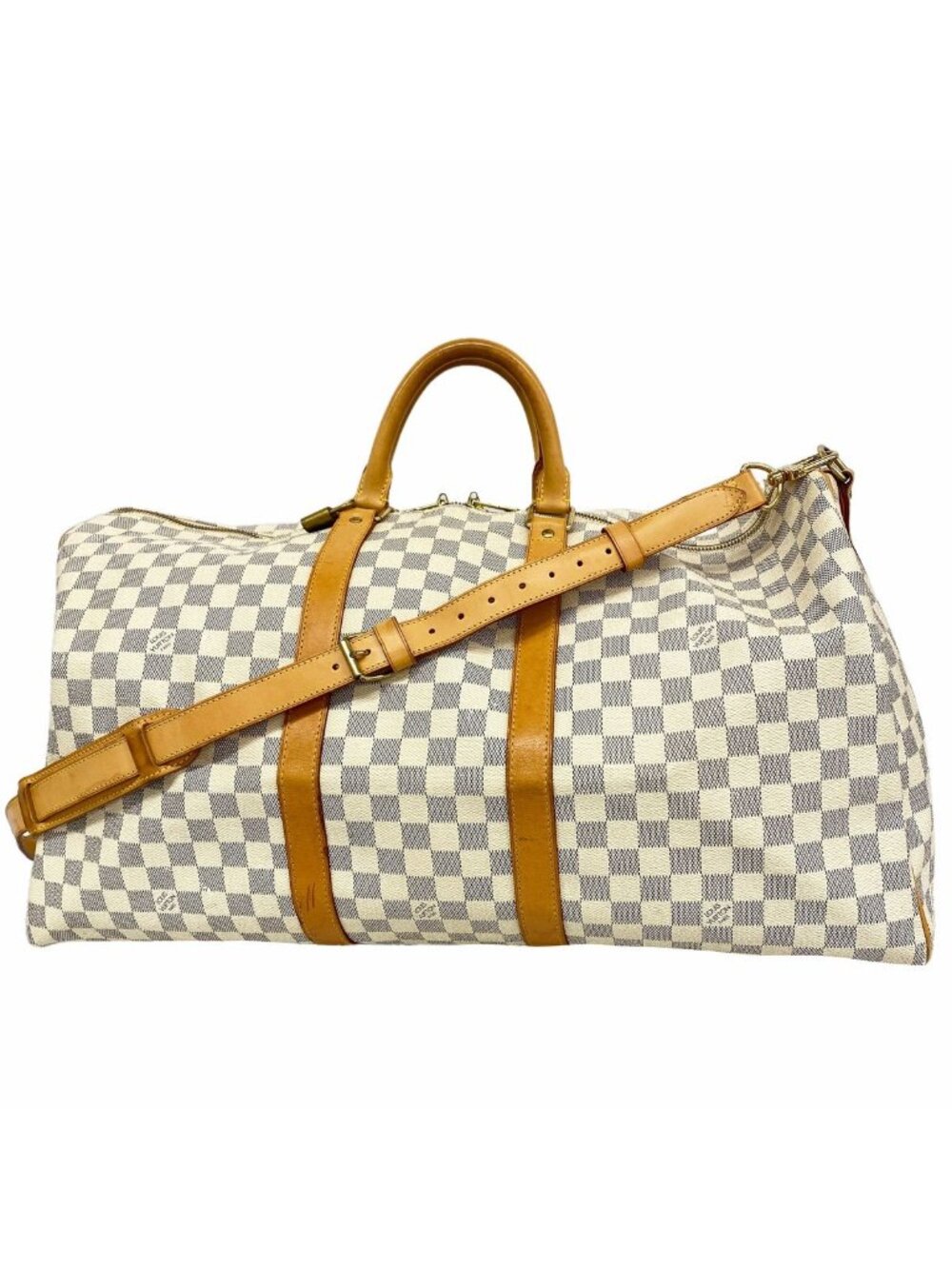 Louis Vuitton Boston Bag Damier Azur Keepall Bandouliere 55 White